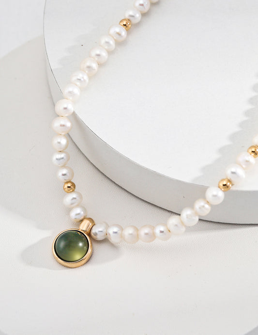 My Store Mystic Pearl & Green Agate Necklace Pearl necklace