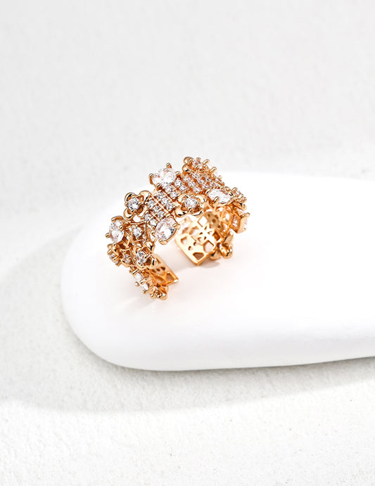 My Store Muse Ring – Sterling Silver Cubic Zirconia Band Gold Ring