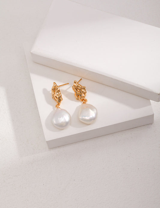 My Store Baroque Glow – Sterling Silver Pearl Drop Earrings Gold Earrings