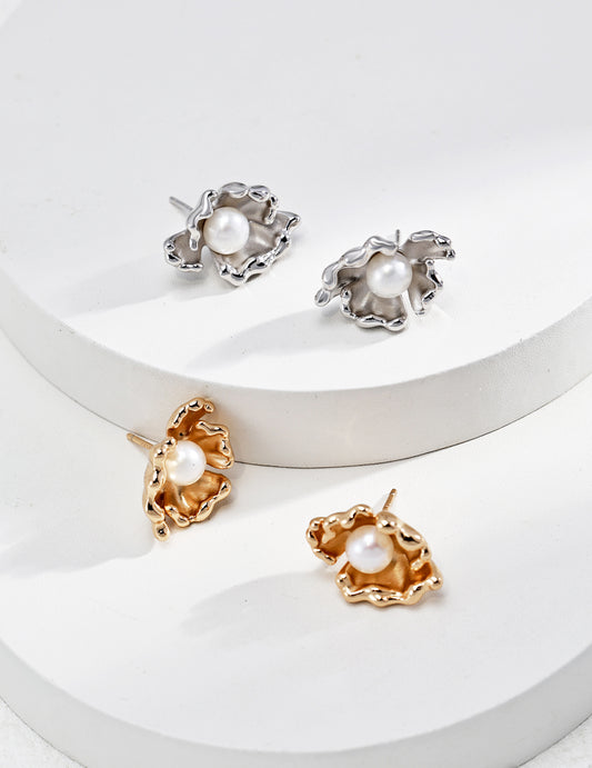 My Store Moonlit Wave Pearl Studs Earrings