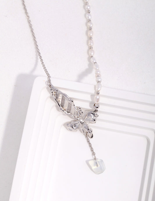 A_LUNAROSE “Seraphina” Butterfly Pearl Drop Necklace Pearl necklace