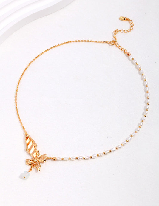 A_LUNAROSE “Seraphina” Butterfly Pearl Drop Necklace Pearl necklace