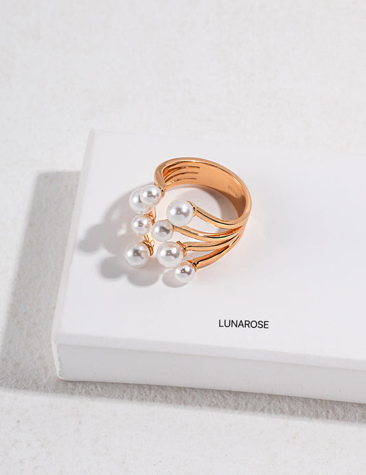 My Store Blooming Grace - Layered Pearl Ring Gold Ring