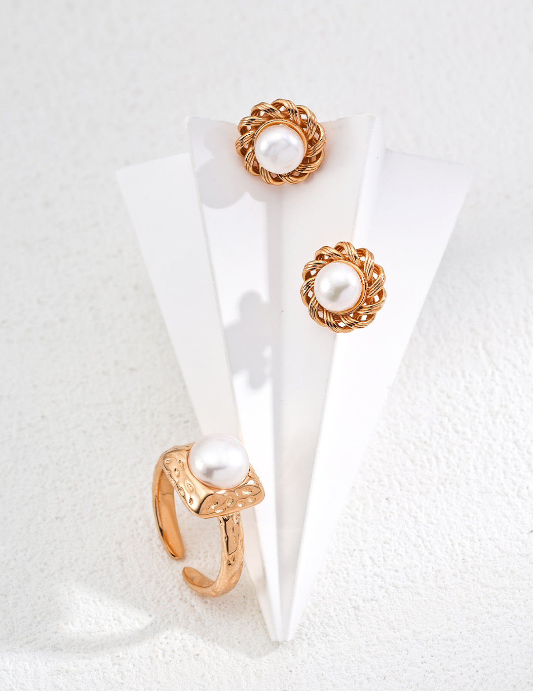 My Store Golden Nest Pearl Studs Earrings