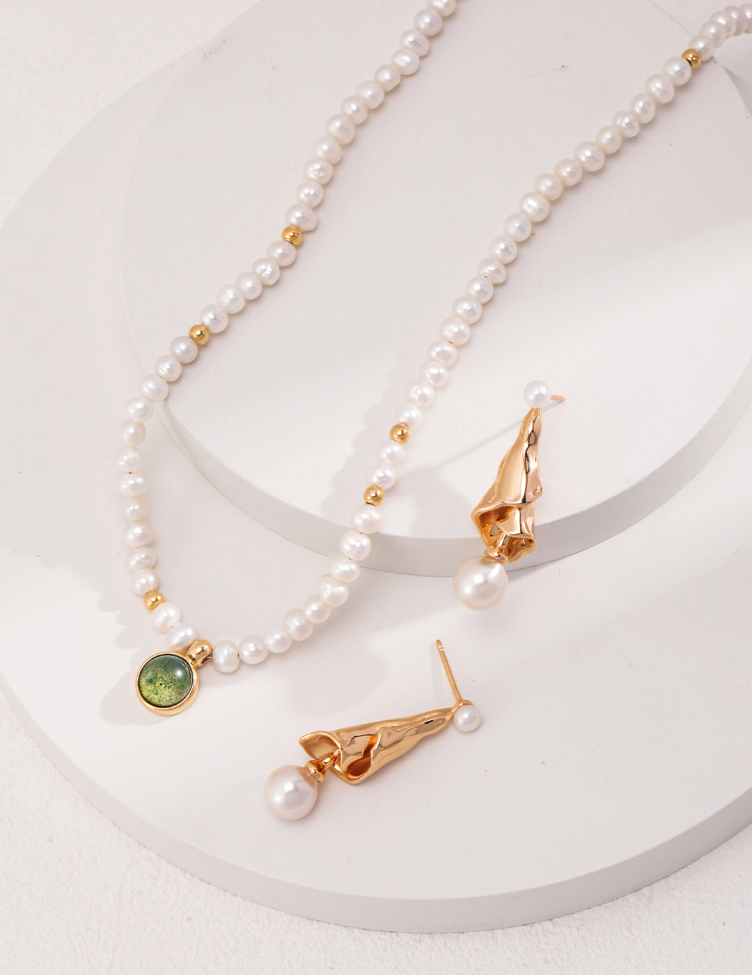 My Store Mystic Pearl & Green Agate Necklace Pearl necklace