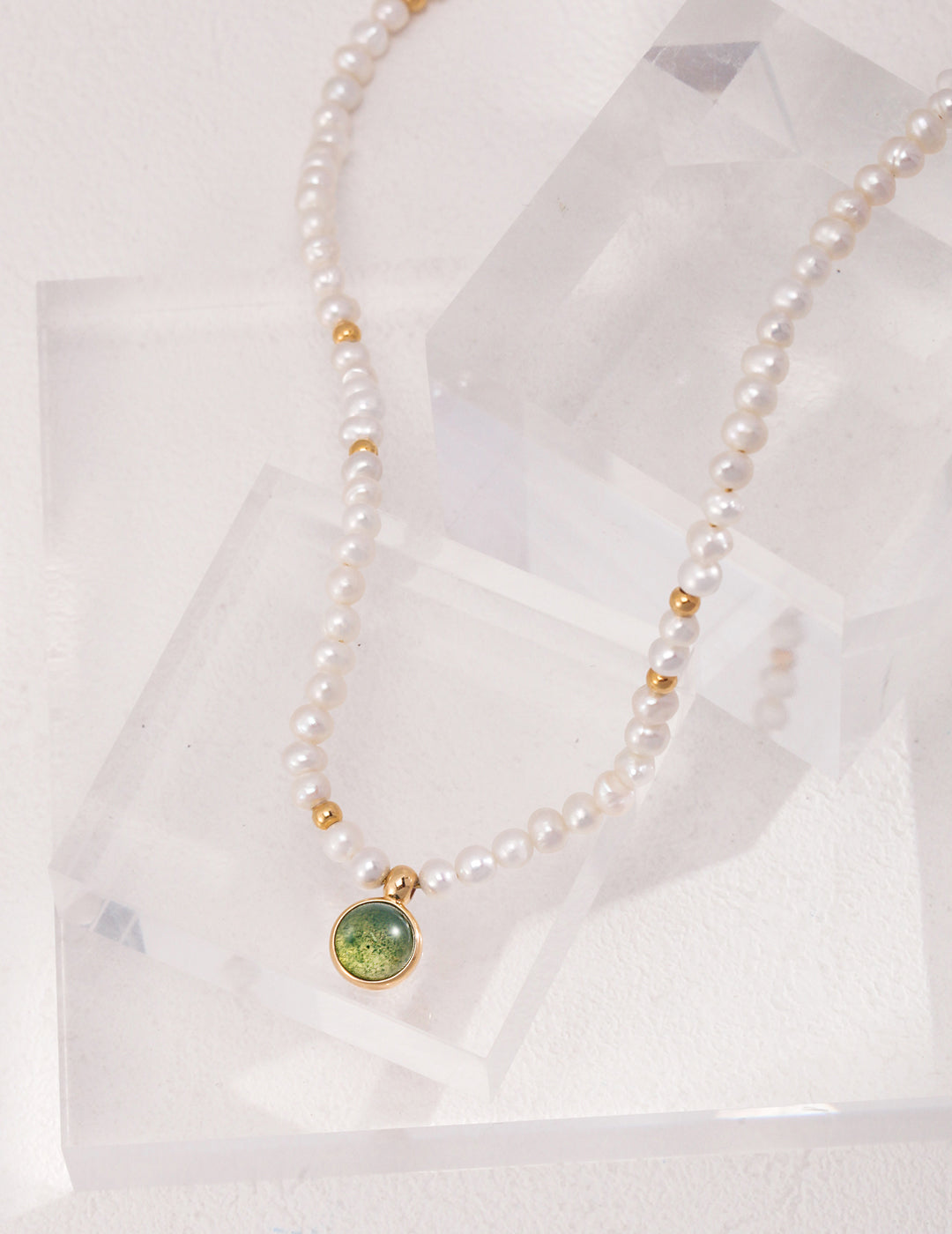 My Store Mystic Pearl & Green Agate Necklace Pearl necklace