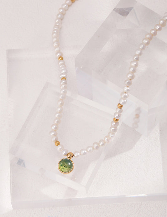 My Store Mystic Pearl & Green Agate Necklace Pearl necklace