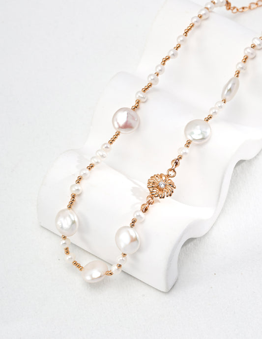 My Store Baroque Pearl Gold-Tone Choker Necklace Pearl necklace