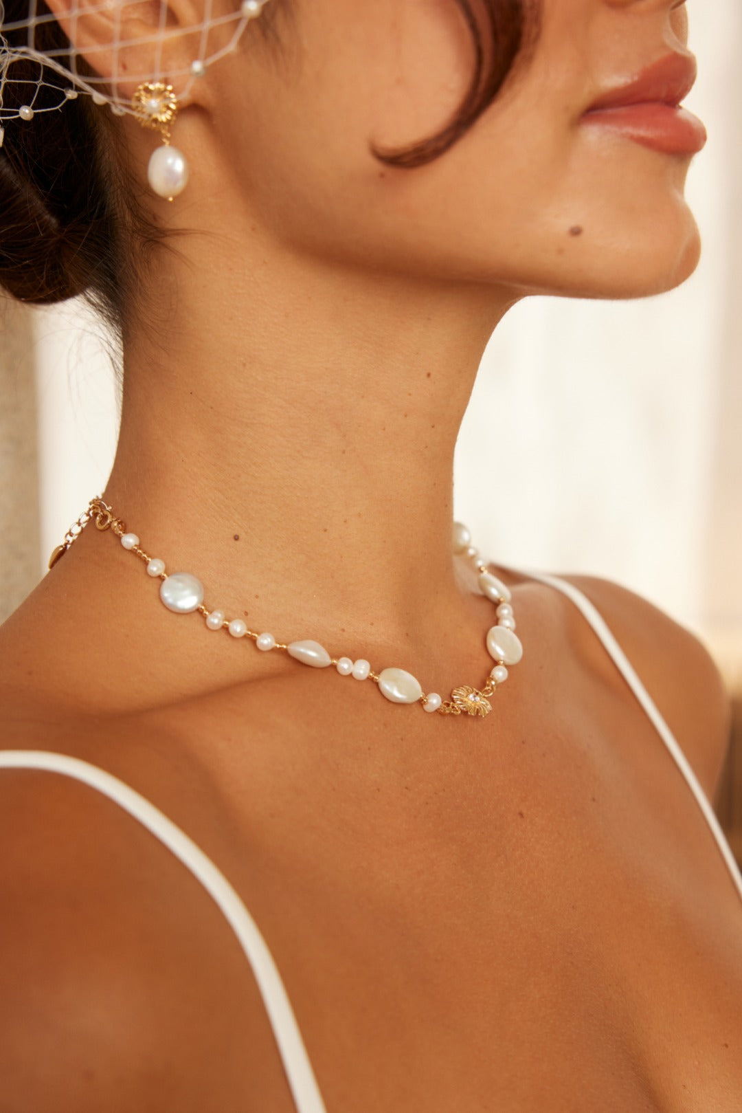 My Store Baroque Pearl Gold-Tone Choker Necklace Pearl necklace