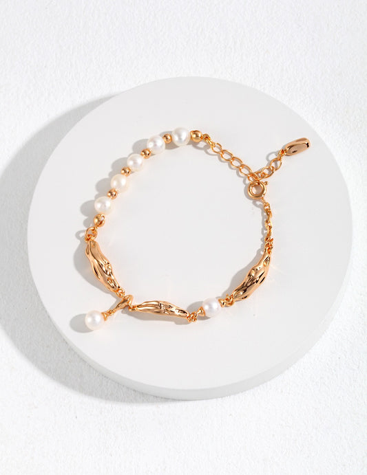 My Store Silken Curve Pearl Bracelet Gold Bracelet