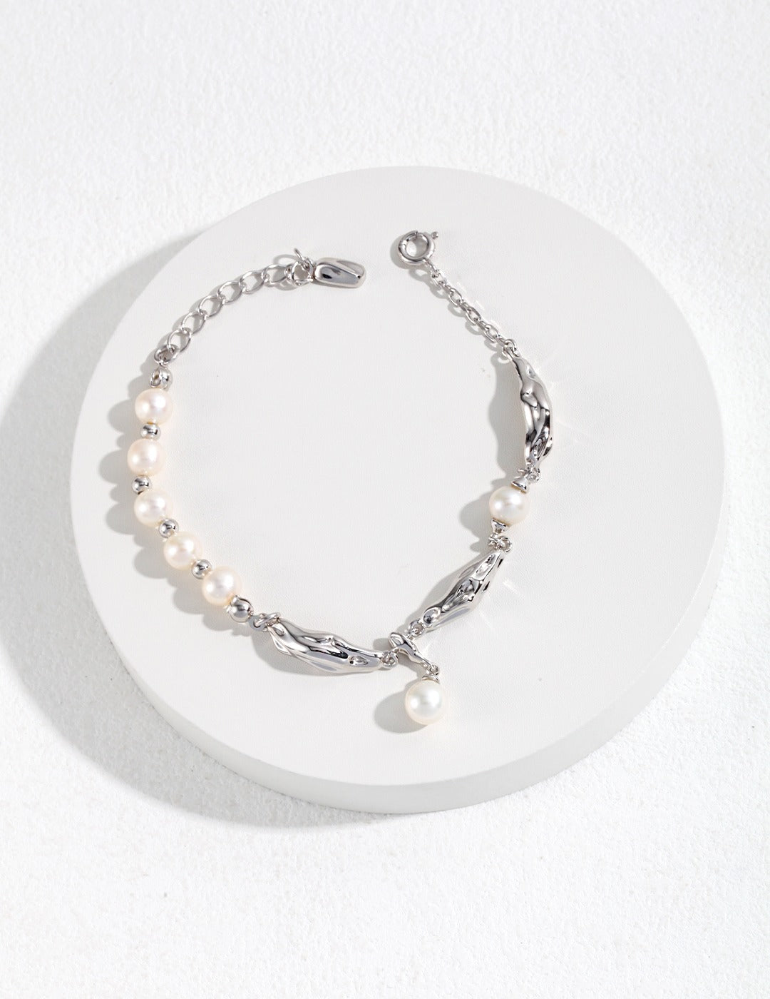 My Store Silken Curve Pearl Bracelet Silver Bracelet