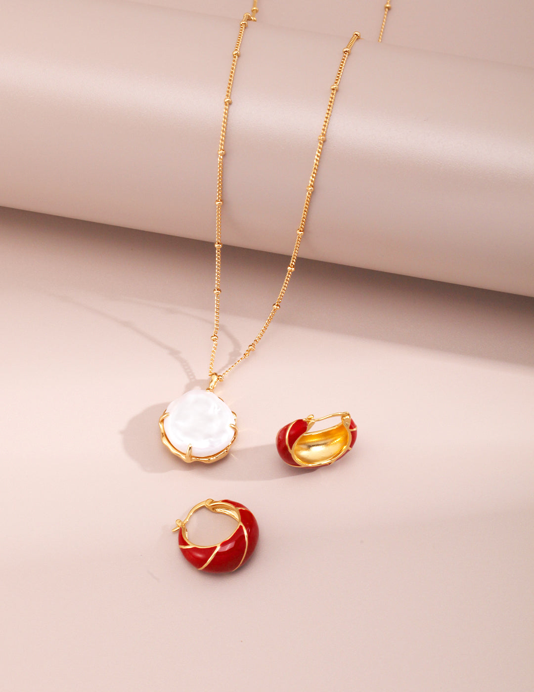 My Store Crimson Empress Enamel Hoops Earrings