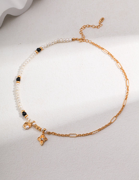 A_LUNAROSE Celestial Harmony Baroque Pearl Necklace Gold Pearl necklace