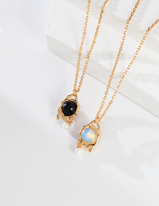 A_LUNAROSE “Orbit of Duality” Moonstone & Pearl Necklace Pearl necklace