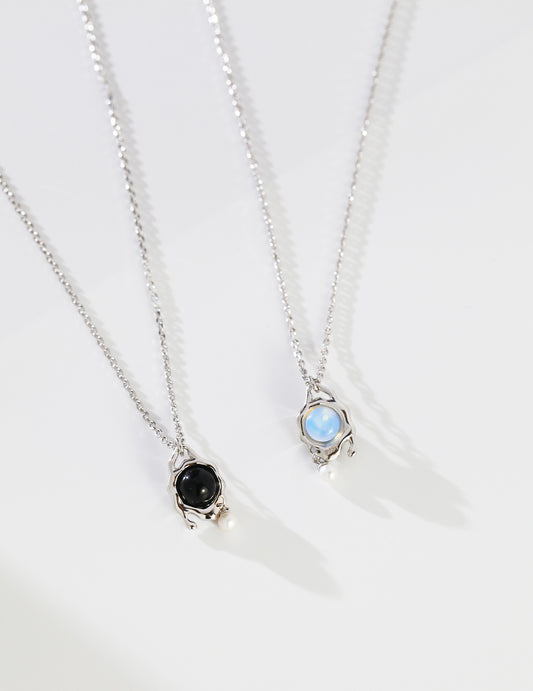 A_LUNAROSE “Orbit of Duality” Moonstone & Pearl Necklace Pearl necklace