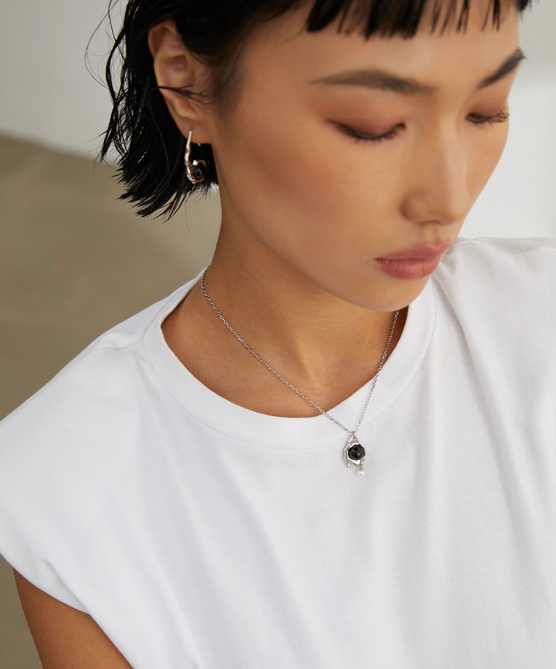 A_LUNAROSE “Orbit of Duality” Moonstone & Pearl Necklace Pearl necklace