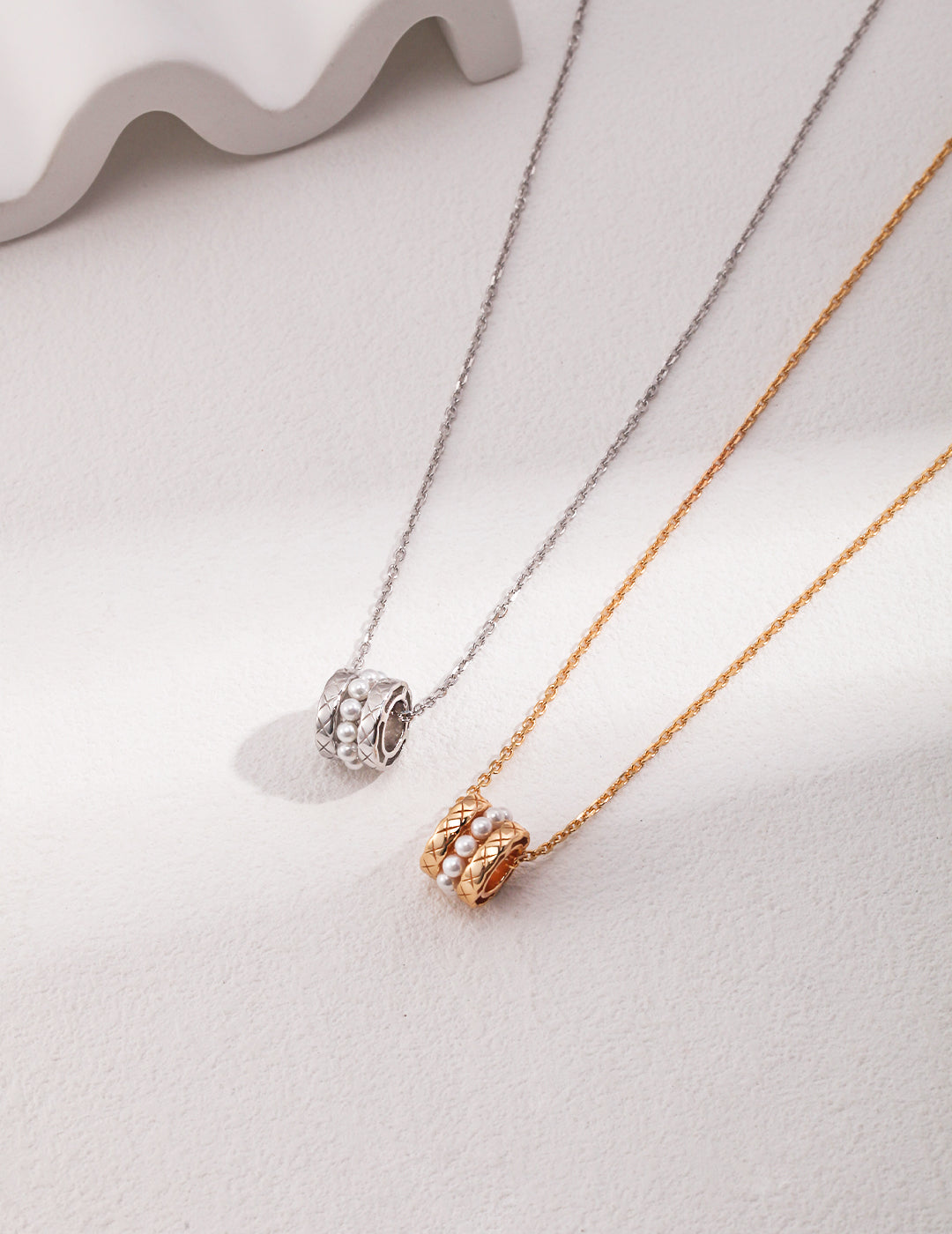 A_LUNAROSE “Luna Orbit” Dual-Charm Pearl Necklace Pearl necklace
