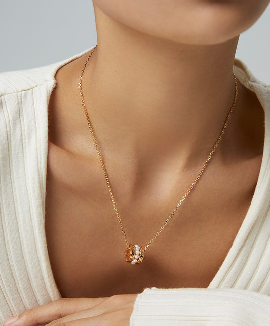 A_LUNAROSE “Luna Orbit” Dual-Charm Pearl Necklace Pearl necklace