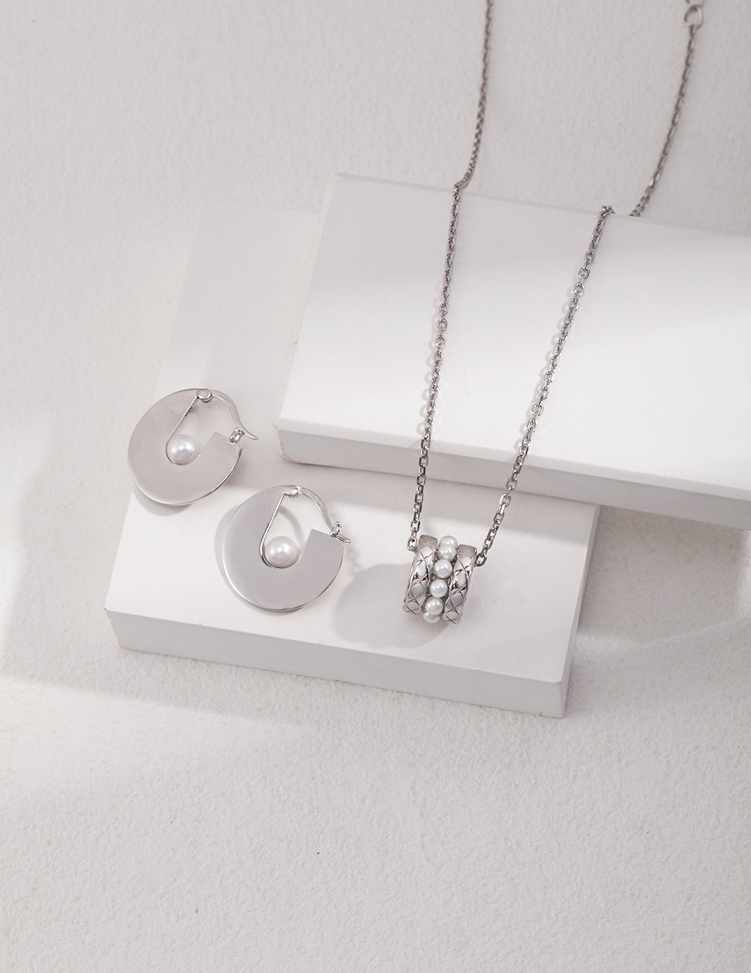 A_LUNAROSE “Luna Orbit” Dual-Charm Pearl Necklace Pearl necklace