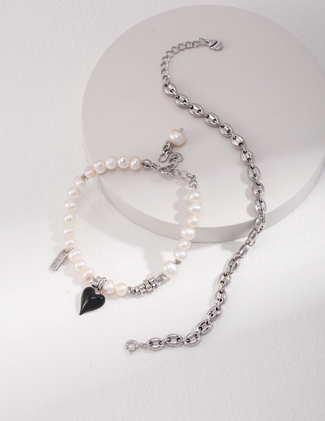 A_LUNAROSE Heart & Pearl Charm Bracelet Bracelet