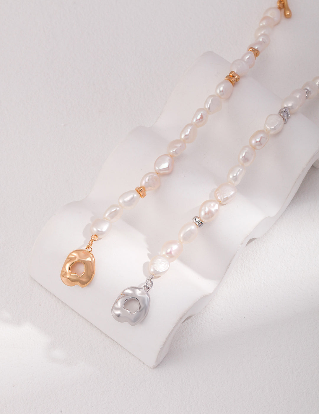 A_LUNAROSE Pearl Garden Bracelet – Silver Bloom and Golden Hour Bracelet