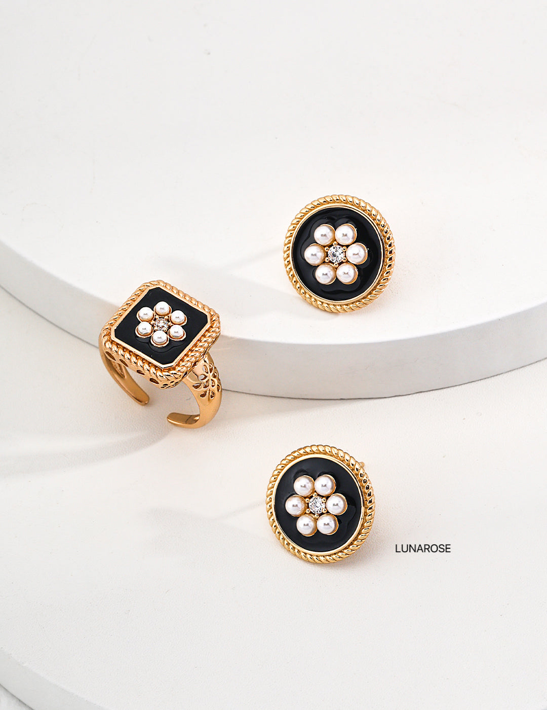 My Store Noir Fleur Studs Earrings