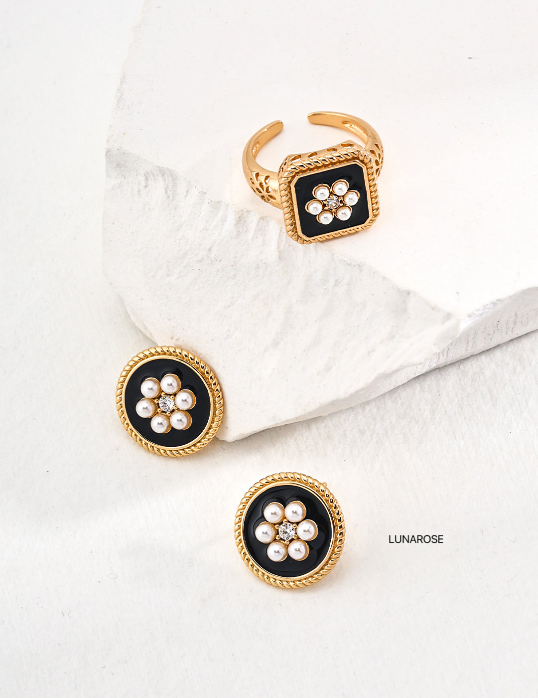 My Store Noir Fleur Studs Earrings