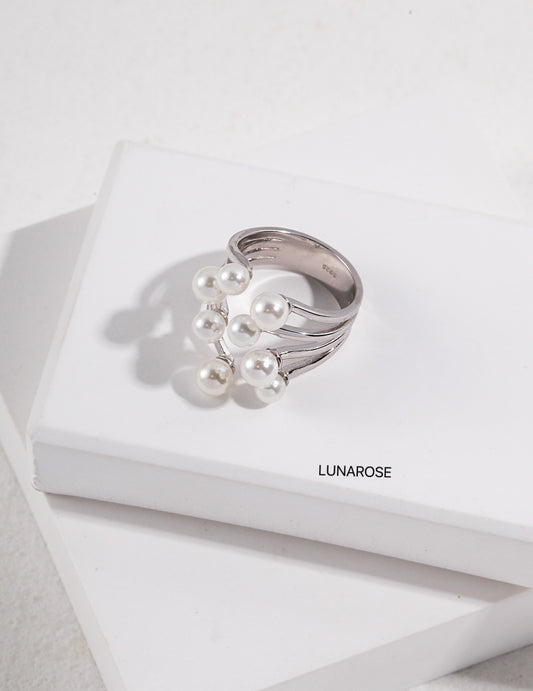 My Store Blooming Grace - Layered Pearl Ring Silver Ring