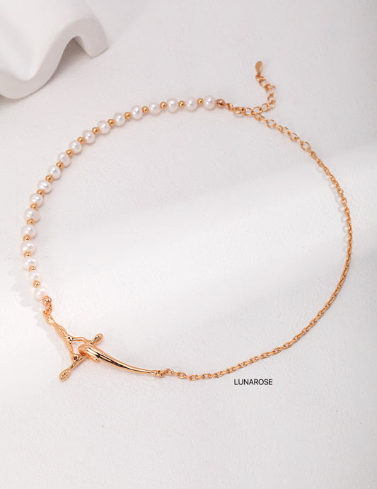 My Store Flow & Form — Natural Pearl Chain Necklace Gold Pearl necklace