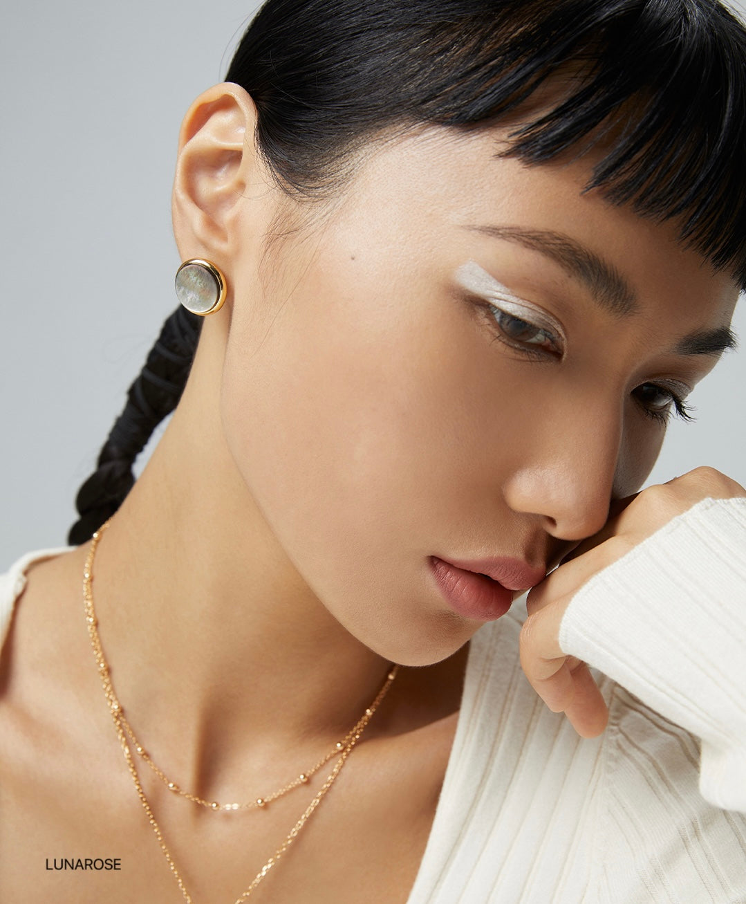 My Store Noir Shell Studs Earrings