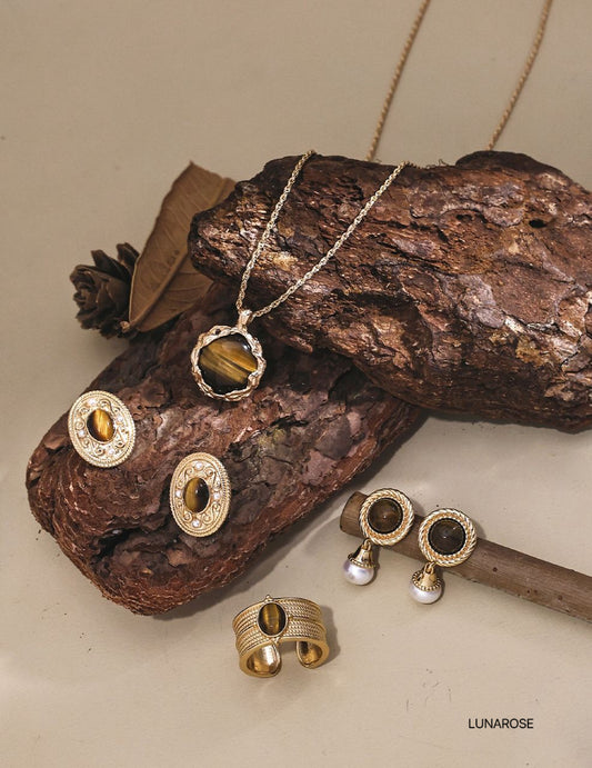 My Store Athena’s Gaze — Vintage Tiger’s Eye Earrings Earrings